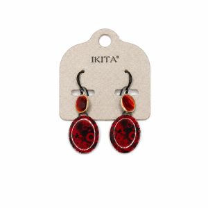 Boucles d’oreilles IKITA rouge & noir ovales - bijou Ikita unique