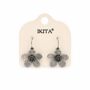 Boucles d’oreilles fleur IKITA argent vieilli - bijou Ikita unique