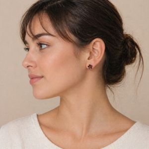 Boucles d’oreilles puces fleur IKITA vert émaillé - bijou Ikita unique