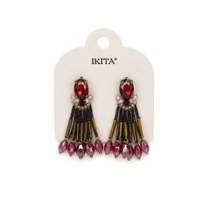 Boucles d’oreilles pampilles rouge & doré - bijou Ikita unique