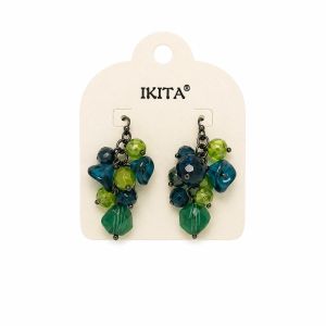 Boucles d’oreilles IKITA grappe vert & bleu - bijou Ikita unique