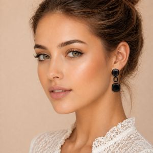 Boucles Ikita Noir Émail Chic - bijou Ikita unique