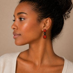 Boucles Ikita Rouge Émail - bijou Ikita unique