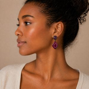Boucles Ikita Rose Émail - bijou Ikita unique
