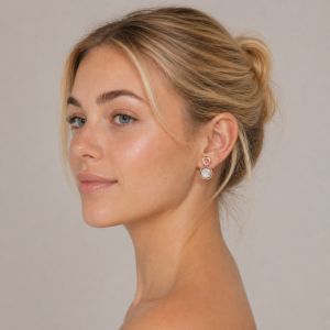 Boucles Ikita nacre dorée rosée - bijou Ikita unique