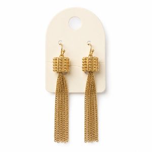 Boucles pendantes dorées à pampilles élégantes - bijou Ikita unique