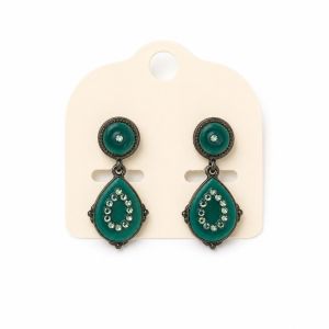 Boucles pendantes vert émeraude strass Ikita - bijou Ikita unique