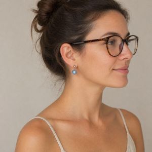 Boucles puces double perle colorée Ikita - bijou Ikita unique