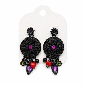 Boucles bohème noires multicolores Ikita - bijou unique