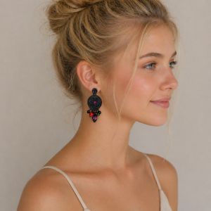 Boucles bohème noires multicolores Ikita - bijou unique