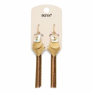 Boucles longues nacre dorée Ikita - bijou Ikita unique