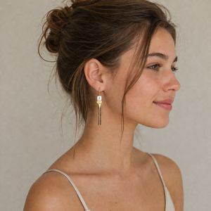 Boucles longues nacre dorée Ikita - bijou Ikita unique