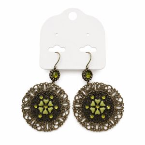 Boucles bohèmes filigrane vert antique - bijou Ikita unique