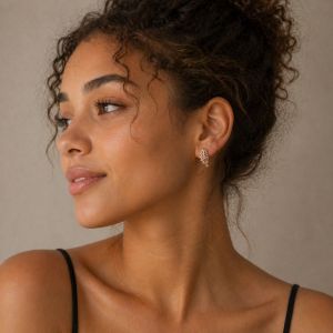 Boucles feuille doré rosé - bijou Ikita unique