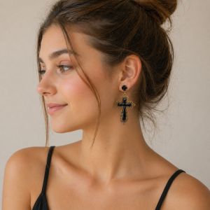 Boucles Ikita Croix Élégance - bijou Ikita unique
