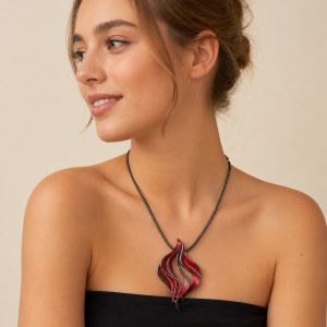 Collier pendentif flamme rouge IKITA - bijou Ikita unique