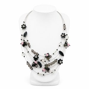 Collier multi-rangs perles noir IKITA - bijou Ikita unique