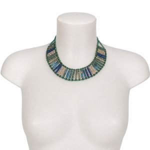 Collier plastron perles turquoise & pastel - bijou Ikita unique