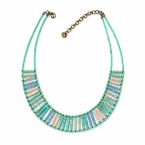 Collier plastron perles turquoise & pastel - bijou Ikita unique