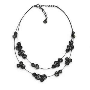 Collier noir floral double rang Ikita - bijou unique