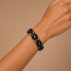 Bracelet Ikita noir pierres facettées - bijou Ikita unique