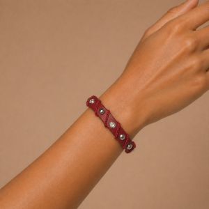 Bracelet Ikita rouge strass et chaînettes - bijou Ikita unique
