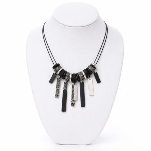 Collier multi-pendants noir & argent - bijou Ikita unique