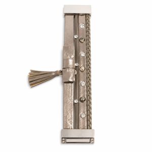 Bracelet multi-rangs taupe métallisé - bijou Ikita unique