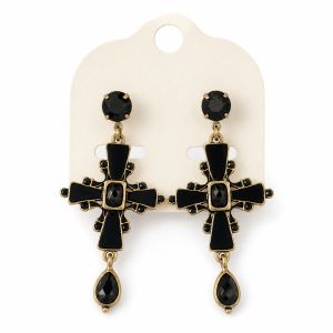 Boucles croix noire IKITA - bijou Ikita unique
