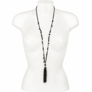 Collier long pampilles noires IKITA - bijou Ikita unique