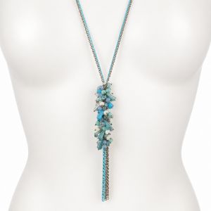 Collier long turquoise pampilles IKITA - bijou Ikita unique