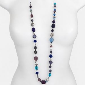 Collier long perles bleues IKITA - bijou Ikita unique