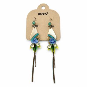 Boucles longues bohème fleurs & perles - bijou Ikita unique