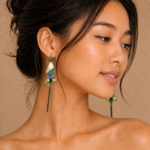 Boucles longues bohème fleurs & perles - bijou Ikita unique