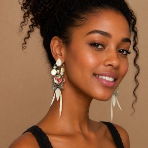 Boucles IKITA bohème plumes - bijou Ikita unique