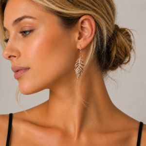 Boucles IKITA feuilles rosées - bijou Ikita unique
