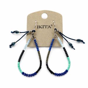 Boucles IKITA perles bleues - bijou Ikita unique
