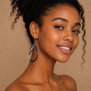 Boucles IKITA perles bleues - bijou Ikita unique