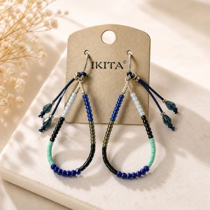 Boucles IKITA perles bleues - bijou Ikita unique
