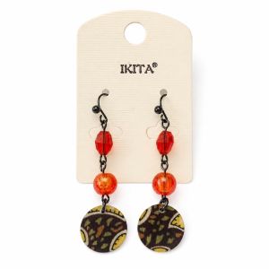 Boucles pendantes IKITA perles rouge éclat - bijou Ikita unique