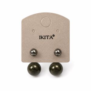 Boucles puces IKITA perle kaki - bijou Ikita unique