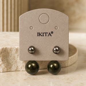 Boucles puces IKITA perle kaki - bijou Ikita unique