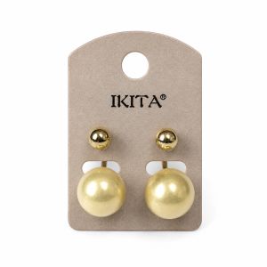 Boucles puces IKITA double perle dorée - bijou Ikita unique