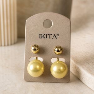 Boucles puces IKITA double perle dorée - bijou Ikita unique