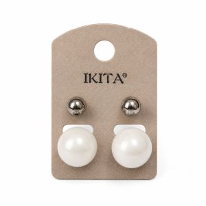 Boucles puces IKITA double perle blanche - bijou Ikita unique