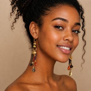 Boucles bohème pampilles dorées IKITA - bijou Ikita unique
