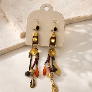 Boucles bohème pampilles dorées IKITA - bijou Ikita unique
