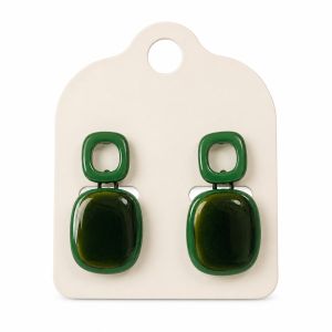 Boucles géométriques vert émail IKITA - bijou Ikita unique