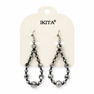 Boucles pendantes facettes argentées - bijou Ikita unique