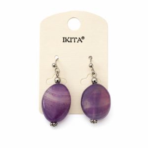 Boucles pendantes ovales violet nacré - bijou Ikita unique